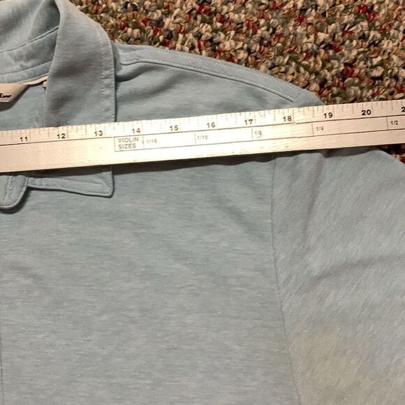 Travis Mathew Blue Heathered Pima Cotton Blend Short Sleeve Polo Shirt Size L - Picture 12 of 14